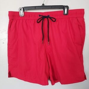 George NWT Men's Large Red Above the Knee Swim Trunks Shorts